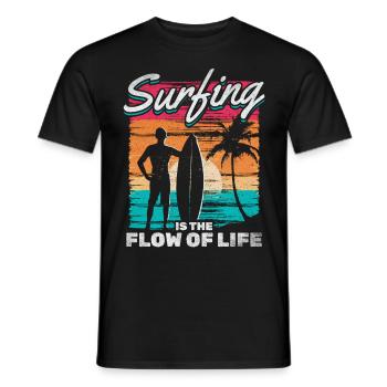 Surfing Is The Flow Of Life - Men's T-Shirt - black - Front - AI Model Male 178 light (178cm)