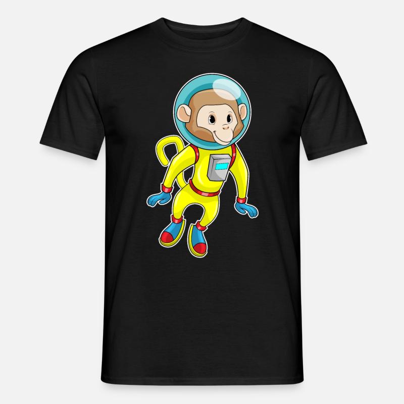 Monkey as an astronaut - Men's T-Shirt - black
