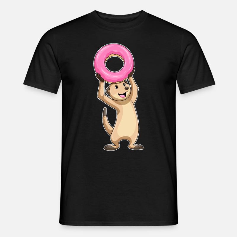 Erdmännchen mit Donut - Männer T-Shirt - Schwarz