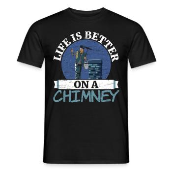 Life is better with a chimney Job - Men's T-Shirt - black - Front - AI Model Male 178 light (178cm)