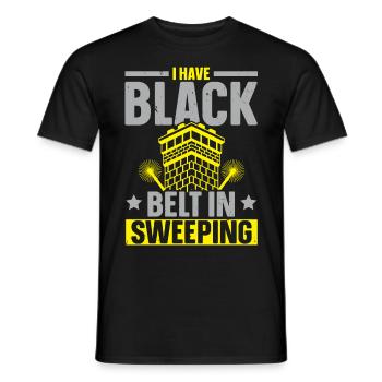 I have the black belt in sweeping Schornstei - Men's T-Shirt - black - Front - AI Model Male 178 light (178cm)