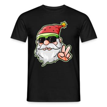 Santa Hat Watermelon Victory Sign Sunglass - Men's T-Shirt - black - Front - AI Model Male 178 light (178cm)