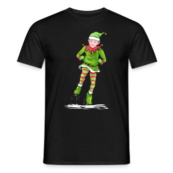 Santas Dancing Christmas Elf Celebrating - Men's T-Shirt - black - Front - AI Model Male 178 light (178cm)