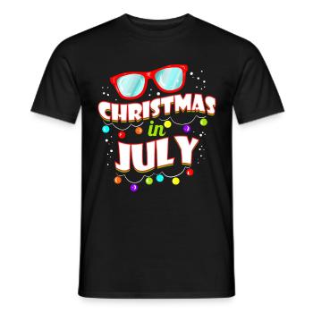 Noël en juillet Logo Lunettes de soleil Noël En - T-shirt homme - noir - Devant - AI Model Male 178 light (178cm)