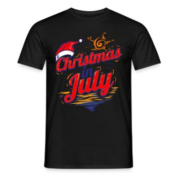 Santa has logo celebrating Christmas in July - Men's T-Shirt - black - Front - AI Model Male 178 light (178cm)