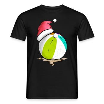 Beach Ball With Santa Hat Celebrating Christmas - Men's T-Shirt - black - Front - AI Model Male 178 light (178cm)