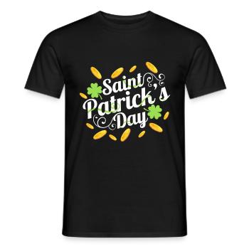 Golden Coins And Shamrocks On A Logo For St. - Men's T-Shirt - black - Front - AI Model Male 178 light (178cm)