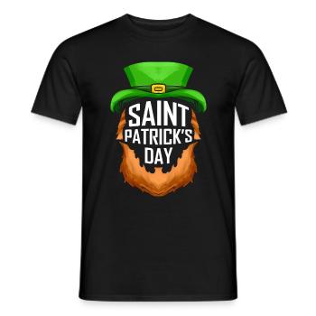 Logo barbe-rouge et chapeau vert pour la Saint-Patrick - T-shirt homme - noir - Devant - AI Model Male 178 light (178cm)