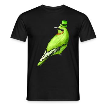 Green Bird With Green Hat For St. Patrick's Day - Men's T-Shirt - black - Front - AI Model Male 178 light (178cm)