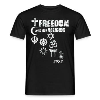 freedom,religion,freedom is our religion,symbols - Men's T-Shirt - black - Front - AI Model Male 178 light (178cm)