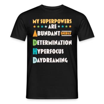 Meine Superkräfte sind ADHS Anders denken - Männer T-Shirt - Schwarz - Vorne - AI Model Male 178 light (178cm)
