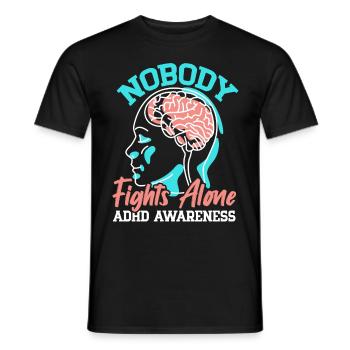 No one fights alone ADHD consciousness Neurodivers - Men's T-Shirt - black - Front - AI Model Male 178 light (178cm)