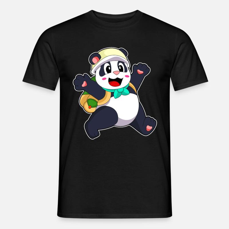 Panda als Schüler - Männer T-Shirt - Schwarz