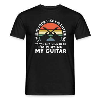 Electric Guitar Guitarist Acoustic Guitar Musician - Men's T-Shirt - black - Front - AI Model Male 178 light (178cm)