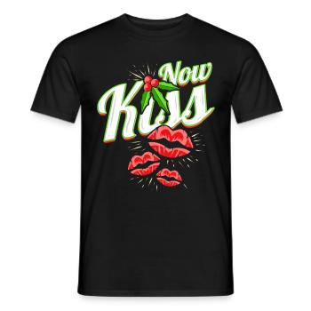 Now Kiss Mistletoe For A Merry Christmas - Männer T-Shirt - Schwarz - Vorne - AI Model Male 178 light (178cm)