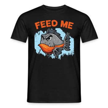 Feed me Piranha Collector Aquarist Fish Farming - Men's T-Shirt - black - Front - AI Model Male 178 light (178cm)