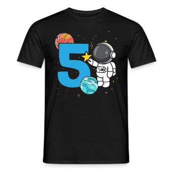5th Birthday Celebration Outerspace Happy Bday - Men's T-Shirt - black - Front - AI Model Male 178 light (178cm)