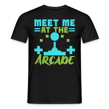 Meet me in the arcade video game Spie - Men's T-Shirt - black - Front - AI Model Male 178 light (178cm)
