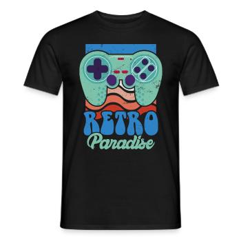 Retro Paradise Arcade Spiele Video Spiel Spiel Ner - Männer T-Shirt - Schwarz - Vorne - AI Model Male 178 light (178cm)