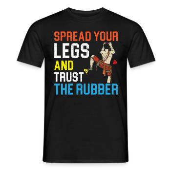 Écartez vos jambes et faites confiance au bloc en caoutchouc - T-shirt homme - noir - Devant - AI Model Male 178 light (178cm)