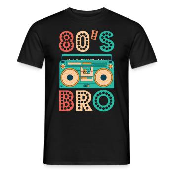 80s Bro Vintage Cassette Shirt 1980s Retro Vintage - Men's T-Shirt - black - Front - AI Model Male 178 light (178cm)