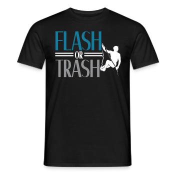 Flash or Trash Rock Climber Boulderer Bouldering - Men's T-Shirt - black - Front - AI Model Male 178 light (178cm)