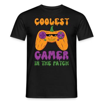 Citrouille de joueur la plus cool dans le patch, drôle - T-shirt homme - noir - Devant - AI Model Male 178 light (178cm)