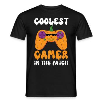 Coolest Gamer Pumpkin In The Patch, Funny - Men's T-Shirt - black - Front - AI Model Male 178 light (178cm)