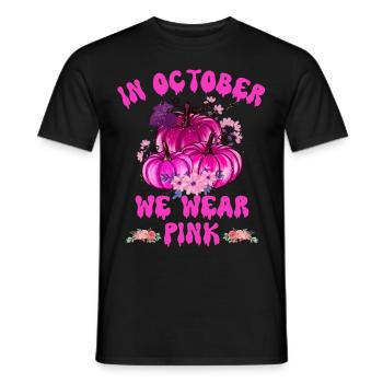Im Oktober tragen wir rosa Halloween, Brustkrebs - Männer T-Shirt - Schwarz - Vorne - AI Model Male 178 light (178cm)