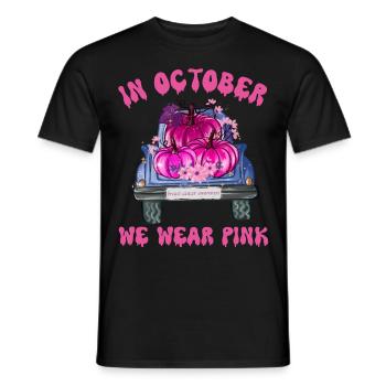 In October We Wear Pink Halloween , Breast Cancer - Men's T-Shirt - black - Front - AI Model Male 178 light (178cm)