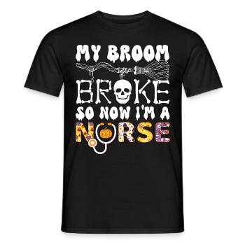 Mein Besen ist kaputt gegangen, also bin ich jetzt eine Krankenschwester, Halloween - Männer T-Shirt - Schwarz - Vorne - AI Model Male 178 light (178cm)