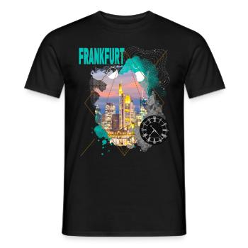 Frankfurt Germany City Skyline Vintage Retro - Men's T-Shirt - black - Front - AI Model Male 178 light (178cm)
