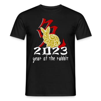 Personnage de lapin chinois Nouvel An 2023 - T-shirt homme - noir - Devant - AI Model Male 178 light (178cm)