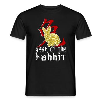 Personnage de lapin chinois Nouvel An 2023 - T-shirt homme - noir - Devant - AI Model Male 178 light (178cm)