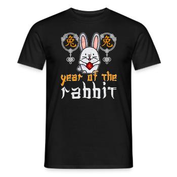 Personnage de lapin chinois Nouvel An 2023 - T-shirt homme - noir - Devant - AI Model Male 178 light (178cm)