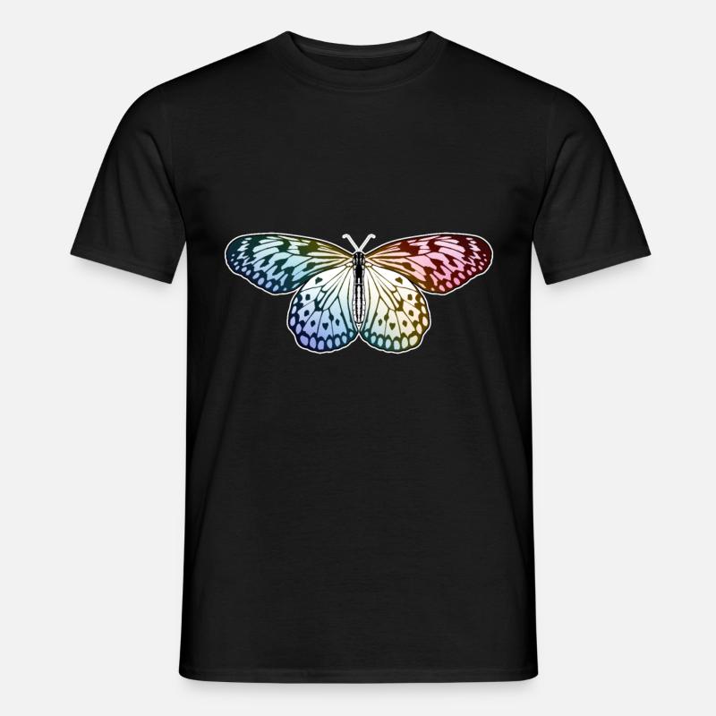 Schmetterling Regenbogen - Männer T-Shirt - Schwarz