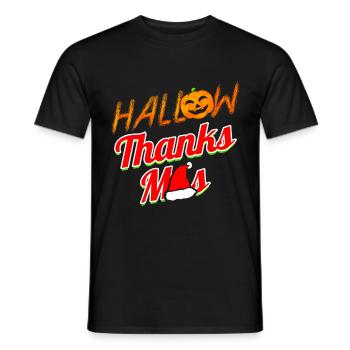 Hallow Thanks Mas Pumpkin Christmas Halloween - Men's T-Shirt - black - Front - AI Model Male 178 light (178cm)