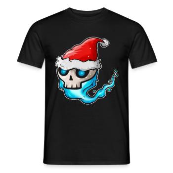 Crâne avec flamme bleue et chapeau de Père Noël - T-shirt homme - noir - Devant - AI Model Male 178 light (178cm)