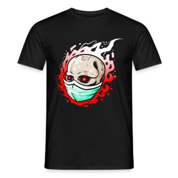 Crâne enflammé portant un masque facial pour Halloween - T-shirt homme - noir - Devant - AI Model Male 178 light (178cm)