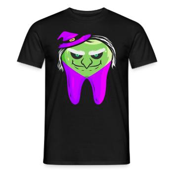 Evil Green Witch Tooth For Dentist On Halloween - Men's T-Shirt - black - Front - AI Model Male 178 light (178cm)