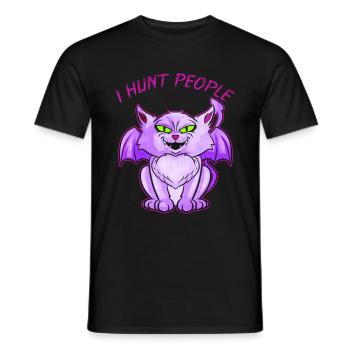 Evil Cat With Wings I Hunt People On Halloween - Men's T-Shirt - black - Front - AI Model Male 178 light (178cm)