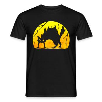 Scary Scared Black Cat Makes A Hump on Halloween - Men's T-Shirt - black - Front - AI Model Male 178 light (178cm)