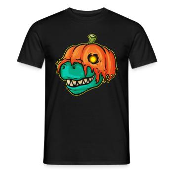 T-Rex Wearing A Pumpkin As Costume For Halloween - Men's T-Shirt - black - Front - AI Model Male 178 light (178cm)