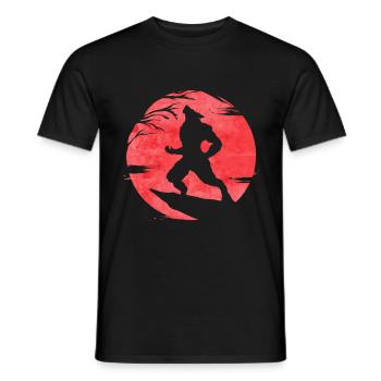 Werewolf Howling In Front Of The Moon On Halloween - Men's T-Shirt - black - Front - AI Model Male 178 light (178cm)