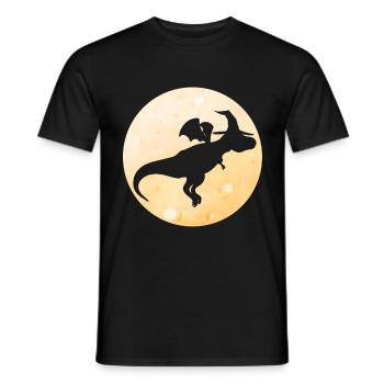 Un dragon magique avec un chapeau volant près de la lune - T-shirt homme - noir - Devant - AI Model Male 178 light (178cm)