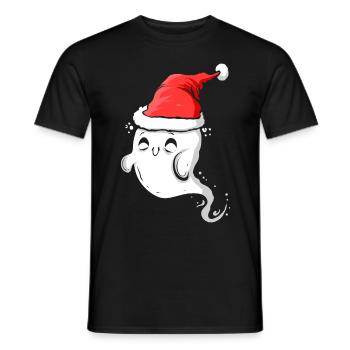 Cute Ghost Wearing Santa Hat Christmas Halloween - Men's T-Shirt - black - Front - AI Model Male 178 light (178cm)