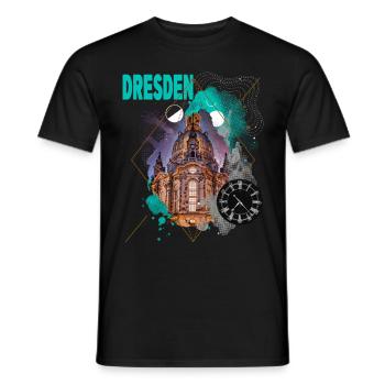 Dresde Allemagne City Skyline Vintage Retro - T-shirt homme - noir - Devant - AI Model Male 178 light (178cm)
