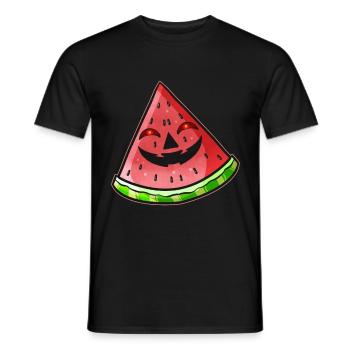 Evil Jack O Lantern Face in Watermelon Halloween - Männer T-Shirt - Schwarz - Vorne - AI Model Male 178 light (178cm)