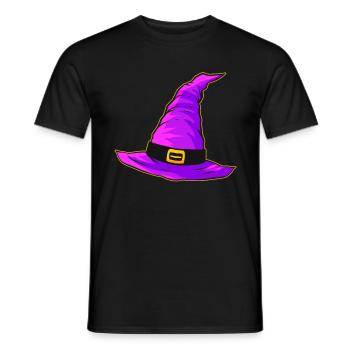 Evil Witch Hat Purple Magic Hat Halloween - Men's T-Shirt - black - Front - AI Model Male 178 light (178cm)