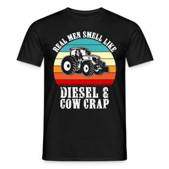 Les vrais hommes sentent le diesel et la merde de vache, drôle - T-shirt homme - noir - Devant - AI Model Male 178 light (178cm)